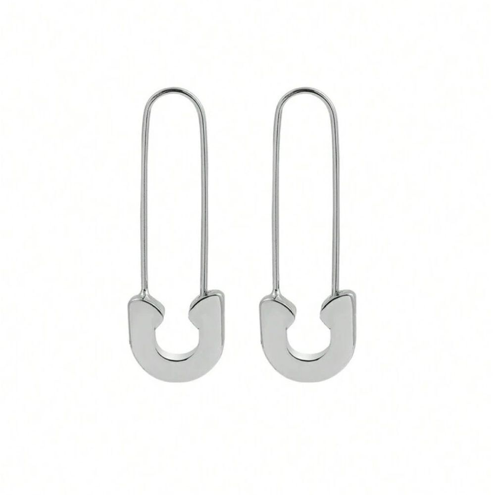 Silver Safety Pin Earrings M1250